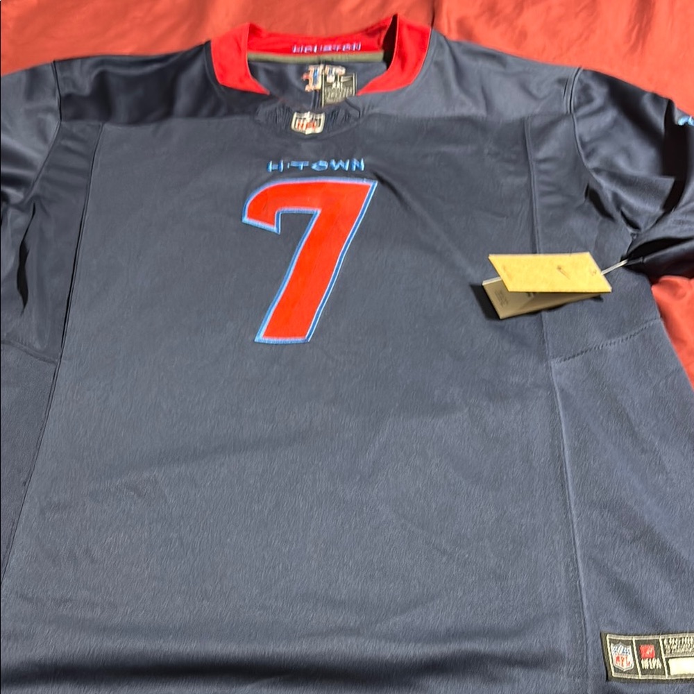Men's Navy and Red Sports Jersey Houston Texans #7 CJ Stroud